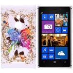Design Cover til Lumia 925 - Colorful Butterfly (Hvid)